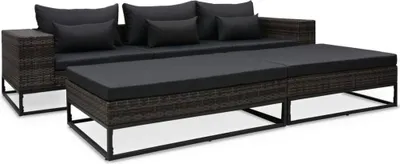 Produktbild von 5-tlg. Garten-Sofagarnitur mit Auflagen Poly Rattan Grau