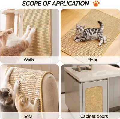 Produktbild von Krabmat 30 x 60 cm 2 Stück - Katzenkrabmatte Sisal Krabplank Wandkrabwand - Kratzschutz Sofa Katze Möbel Tür