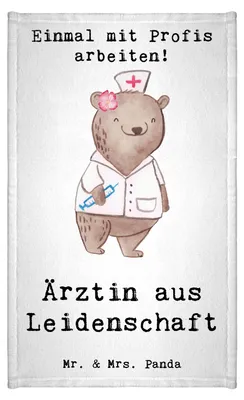 Produktbild von Mr. & Mrs. Panda Handtuch Ärztin Leidenschaft - Weiß - Geschenk, Arztpraxis, Mini-Handtuch, Spruch, Beruf, Gäste-WC, Baumwollhandtuch, Lustig, Krankenhaus, Gästetuch