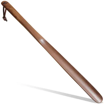 Produktbild von Schuhlöffel Holz Lang Schwarz Rückenschonend Mit Aufhängeschlaufe 50 cm