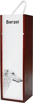 Image de Art-Dog Coffret cadeau pour bouteille de vin – Barzoi – avec coffret cadeau