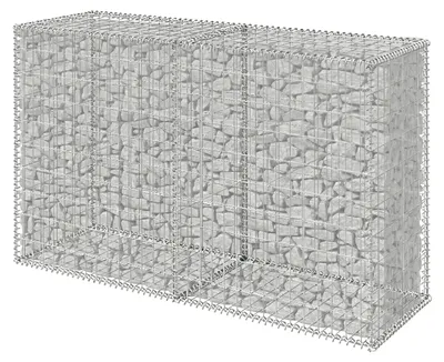 Zdjęcie produktu dla Relaxdays, siatka gabionowa, osłona przeciwwiatrowa do ogrodu, kosz kamienny, drut o grubości 3,5 mm, ocynkowany, wymiary: 100x150x50 cm, ściana gabionowa, stal, kolor srebrny