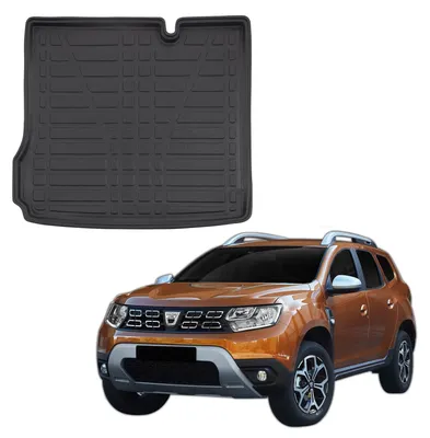 Produktbild von SCOUTT | Kofferraumwanne Laderaumwanne Kompatibel mit Dacia Duster ab 2018, mit Hoher Rand, Kofferraum-Schutzmatte, Geriffelt, Aufrollbar, Schwarz