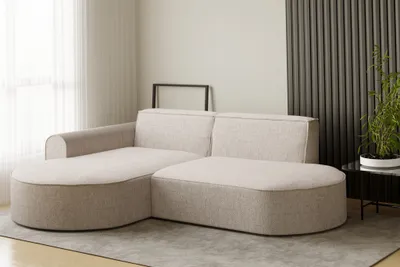 Produktbild von Ecksofa Designersofa BONDY in Stoff Neve Beige Ottomane Links