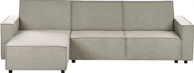 Produktbild von BELIANI 3-Sitzer Ecksofa Beige Stoffbezug L-Förmig mit Schlaffunktion Chaiselongue Rechtsseitig Breite Armlehnen Modern Schlafsofa Polstersofa