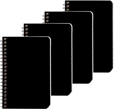 Produktbild von Famanu Notizbuch Set 4 Stück A5 mit Spiralbindung - Schwarz