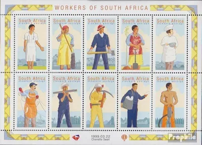 Produktbild von Briefmarken Südafrika 1999 Mi 1198-1207 Kleinbogen (kompl.Ausg.) postfrisch Tag der Arbeit: Berufe