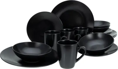 Produktbild von CreaTable, 25833, Black Matt Black, Kombiservice 16-tlg, Steinzeug