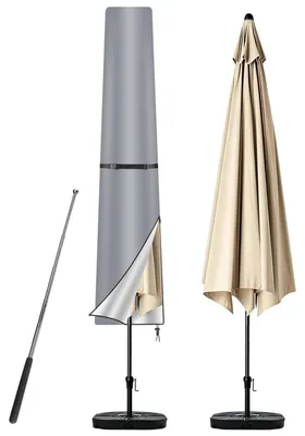 Image de Housse de protection pour parasol, 190 cm, gris, pour parasols de 2 à 3 mètres, en Oxford 210D avec armature