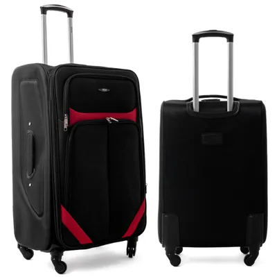Produktbild von RGL S-010 XXL Koffer Stoffkoffer 4 Rollen Erweiterbar Grösse: XXL Farbe:Schwarz-Rot