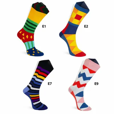 Produktbild von 4 Paar Bunte Herren & Damen Socken mit Muster – Moderne Design Socken, Baumwollmix, Bequem & Atmungsaktiv Größe 38 bis 46