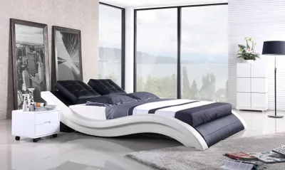 Obrázek produktu pro Designové postele Dvoulůžkový hotelový rám Spací pokoj Kožená moderní postel Manželství
