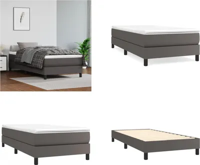 Produktbild von vidaXL Boxspringbett Grau 80x200 cm Kunstleder - Boxspringbett - Boxspringbetten - Bett - Schlafzimmermöbel