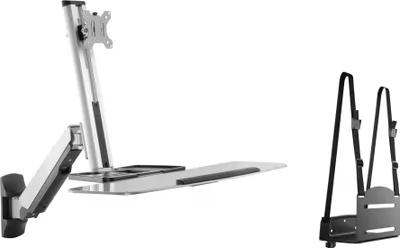 Produktbild von VDD Sitz-Steh-Schreibtisch - Wandmontierte Workstation - Monitorhalterung - Tastatur- und Schreibtischhalterung