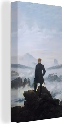 Produktbild von MuchoWow® - Leinwandbilder - Der Wanderer über dem Nebelmeer - Caspar David Friedrich - Kunstwerk, Wandbild, Wanddeko Bilder Wohnzimmer, 40x80 cm