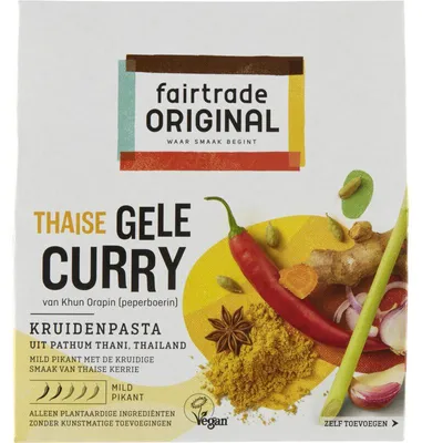 Produktbild von Fairtrade Original Gele Curry Kruidenpasta 70g – Authentische würzige Curry-Paste