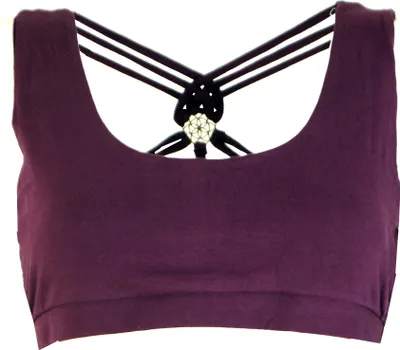 Produktbild von Goa Psytrance Bikini Top, Boho Top, Pixi Yoga Top - Plum, Damen, Violett, Baumwolle,Elasthan, Größe: S