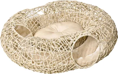 Image de Lit et panier pour chats - Bois naturel - 78 x 69 x 22 cm - Pour chats - Couleur bois
