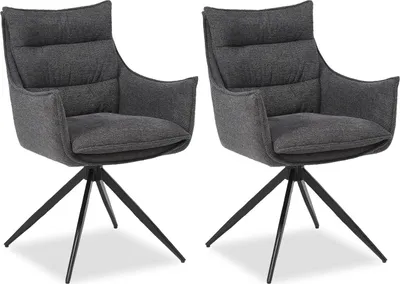Obrázek produktu pro Homestyle4u čalouněná židle sada 2 jídelních židlí křeslo otočné antracitová látka 3156