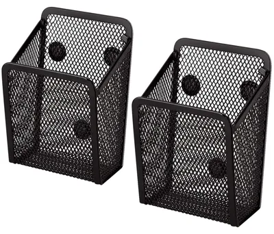Produktbild von Magnetischer Aufbewahrungskorb, Aufbewahrungsbox aus Metallgitter, Büromaterialnetz, Stiftehalter für Spind, Whiteboard, Kühlschrank (2 Stück)
