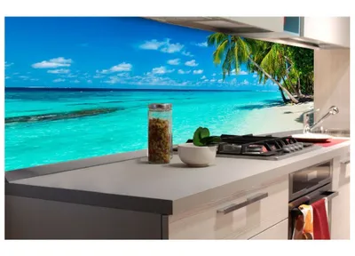 Produktbild von Küchenrückwand Folie selbstklebend STRAND IM PARADIES 180 x 60 cm - Klebefolie - Dekofolie - Spritzschutz für Küche -