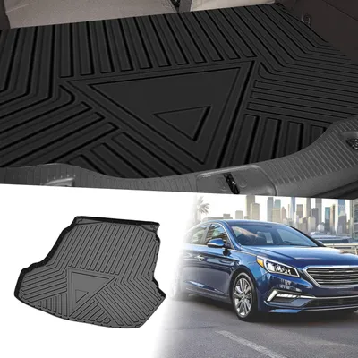 Produktbild von Flache Gesichtsladeflächen-Kofferraummatte Kofferraum-Laderaumkofferraummatte Streifen- und Dreiecksmuster für Hyundai Sonata 2015-2019 Anti-Rutsch