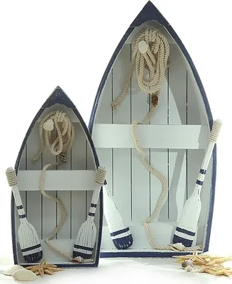 Produktbild von Cepewa Dekoration Ruderboot Marine Stil zum hinstellen Deko Blau Weiß 33,2 cm x 8 cm x 20 cm