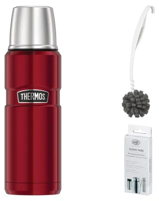 Zdjęcie produktu dla THERMOS STAINLESS KING BEVERAGE BOTTLE 0,47 Isolierkanne 470ml – Vorteilsset mit Reinigungsbürste CLEAN FIX 30 cm