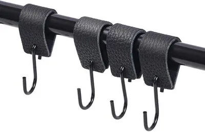 Produktbild von Schwarze S-Haken 4 Stück Leder