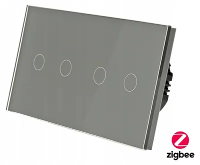 Produktbild von Indual Glas-Touch-Schalter Doppel (2+2) ZigBee Grau