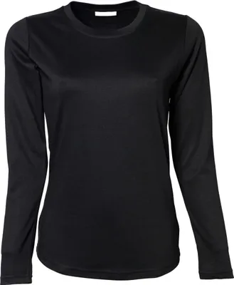 Imagen del producto de Camiseta de manga larga/camiseta de mujer Tee Jays, cuello redondo, manga larga, modelo BC3322 (talla XL) (negra)