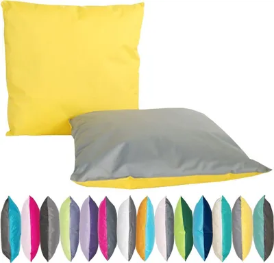 Produktbild von JACK 2-farbiges Wende Outdoor Lounge Kissen 45x45cm Dekokissen inkl. Füllung Wasserfest Sitzkissen Garten Stuhl Lotus Effekt, Farbe:Grau - Gelb