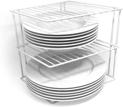 Image de JOEJI’S KITCHEN Support à vaisselle « Joeji's Kitchen » - Support à assiettes stable, insert pour placard de cuisine, rangement d'angle, organiseur pour placard de cuisine, 25 x 25 x 19 cm, blanc