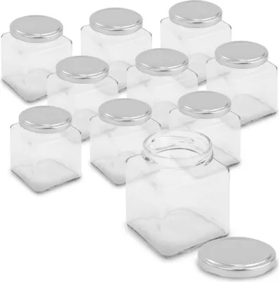 Produktbild von itenga Set 10 Marmeladengläser QUADRATISCH mit silbernem Deckel 212ml