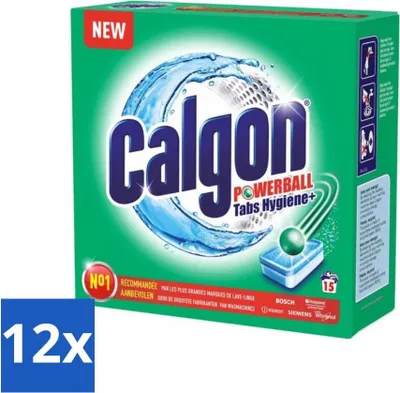 Obrázek produktu pro Calgon – čistič praček – proti vodnímu kameni – 15 tablet – výhodné balení – 12 kusů