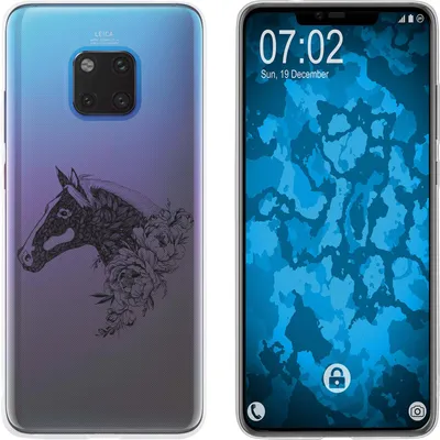 Produktbild von PhoneNatic Case kompatibel mit Huawei Mate 20 Pro Silikon-Hülle Floral Pferd M5-1