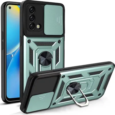 Produktbild von OPPO A74 4G Hülle mit 360° Drehbarer Magnetische Ring Ständer Halter Dia Kameraschutz TPU Bumper Silikon Schutzhülle für OPPO A74 4G Grün