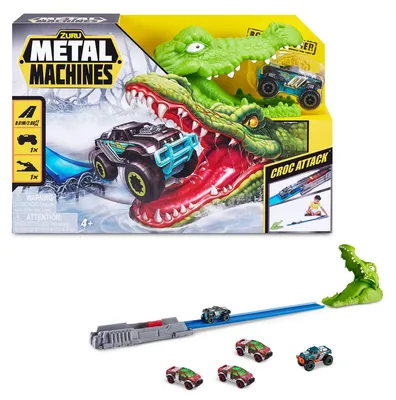 Produktbild von Metal Machines - Spielset Krokodilangriff Rennbahn + Auto
