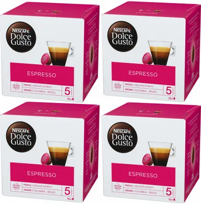 Obrázok produktu pre Nescafé Dolce Gusto Espresso, káva, kávové kapsule, balenie 4, 4 x 16 kapsúl