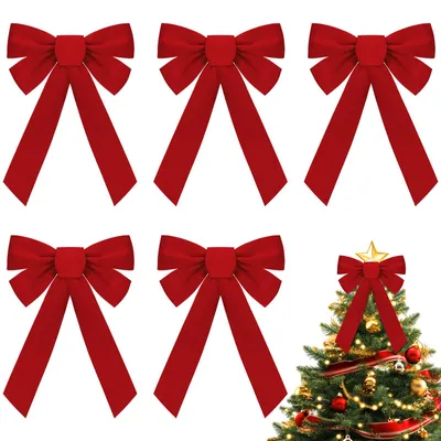 Weihnachtsschleifen rot 6 Stück 34x26 cm für Baum & Kranz