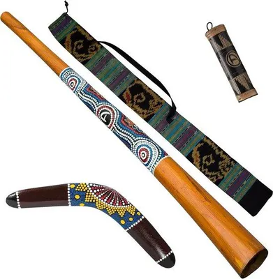 Zdjęcie produktu dla Zestaw didgeridoo – instrument muzyczny z Australii – do grania – 4-częściowy z torbą – 130 cm – brązowy