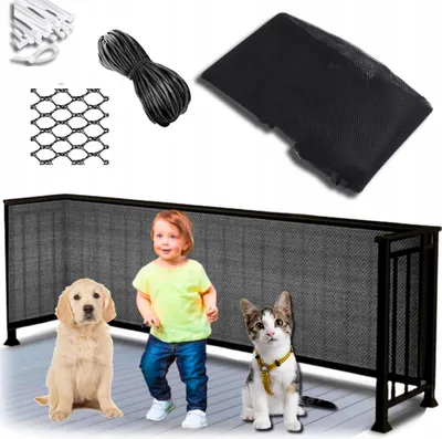 Produktbild von Balkon Schutznetz 3m - Schwarz - Sicherheitsnetz - Katzenschutz - Kindersicherung - Reißfest - Geländerschutz