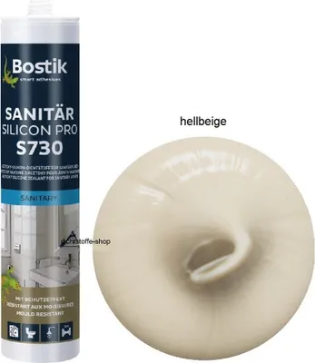 Produktbild von Bostik S730 Sanitär Silicon Pro  300ml Kartusche Silikon Fugen Dichtstoff Hellbeige
