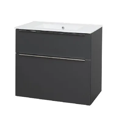 Image de Mereo Mailo - Meuble sous-vasque 810 x 720 x 476 mm, 2 tiroirs, anthracite CN531