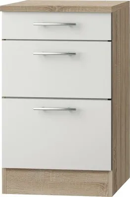 Produktbild von Optifit Auszugunterschrank Dakar286 BxTxH 50 x 60 x 84,8 cm weiß glänzend zerlegt Anschlag reversibel KUDK U536-9+