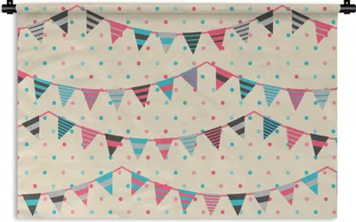 Produktbild von MuchoWow® Wandteppich Wandbehang Girlanden - Muster - Pastell 90x60 cm Tapisserie Dekoration Wandtuch - Wandskulpturen - Bildteppich