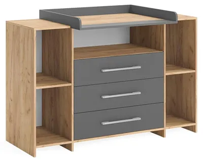 Productafbeelding van Commode Vicco Oskar Antraciet/Sonoma 143 x 100 cm XL met laden, Model 40348