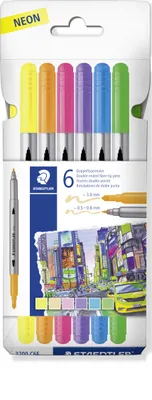 Immagine prodotto di STAEDTLER® 3200 C6F Pennarello a punta D, 6 pezzi, neon