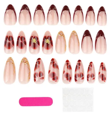 Produktbild von 24 Stück 3D French Nails Set zum Aufkleben mit Jelly-Kleber und Nagelfeile