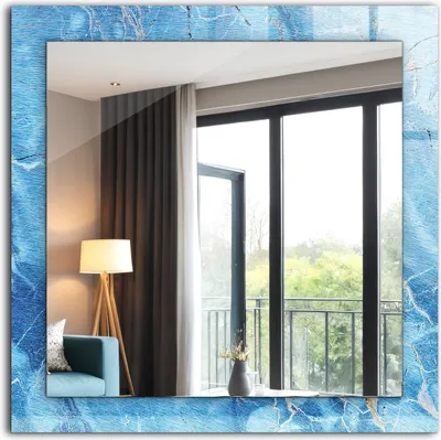 Produktbild von Bedruckter Spiegel - Wandspiegel - Dekorativer - Modern - 60x60 cm - Blaues Marmormuster